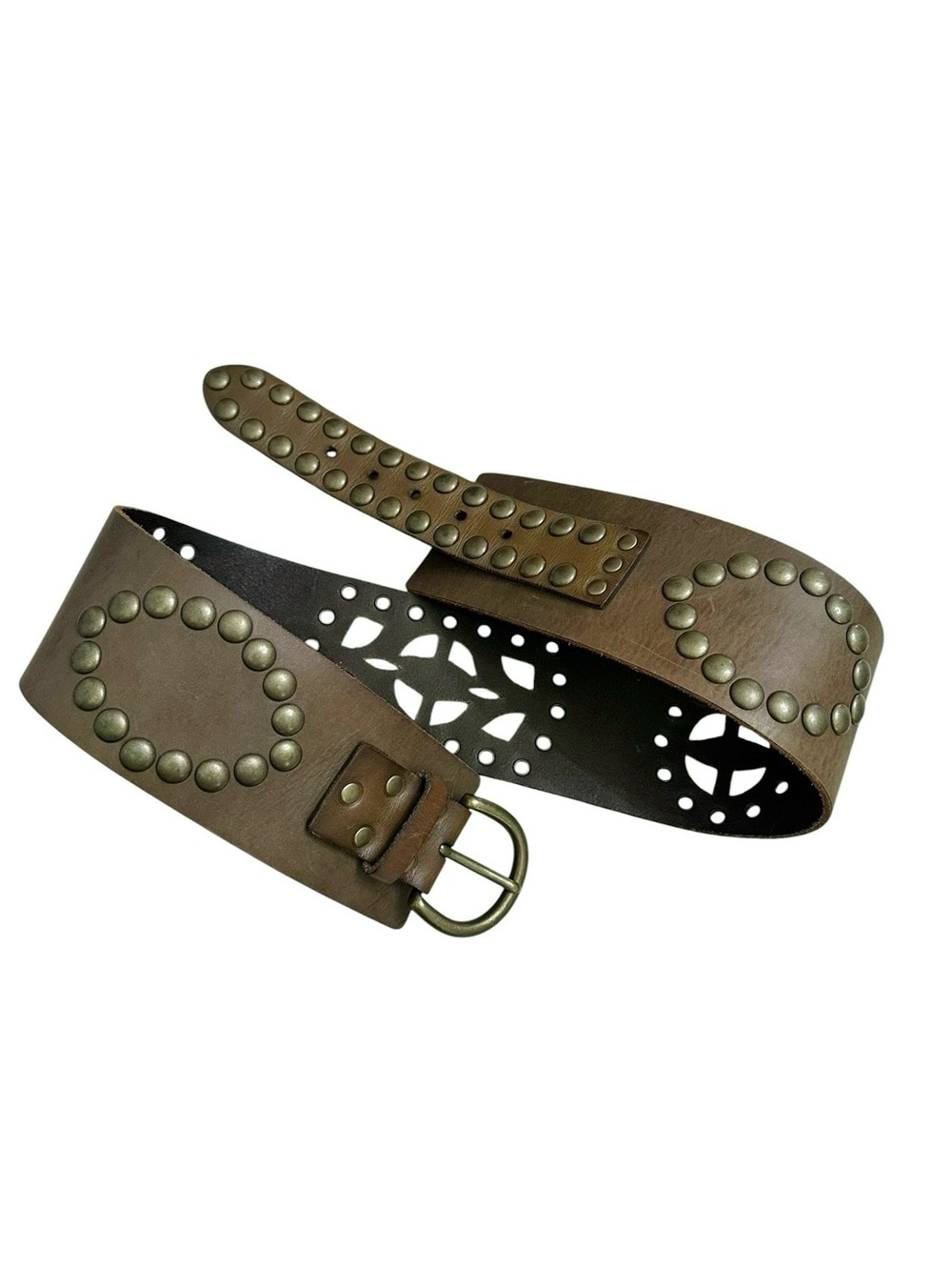 Vintage Linea Pelle Studded Leather Statement Belt - Picture 2 of 12
